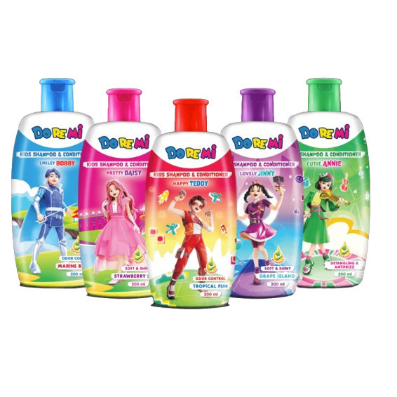 DoReMi Hair & Body Wash dan Shampoo Anak 200ml - Pink Biru Hijau 100ml