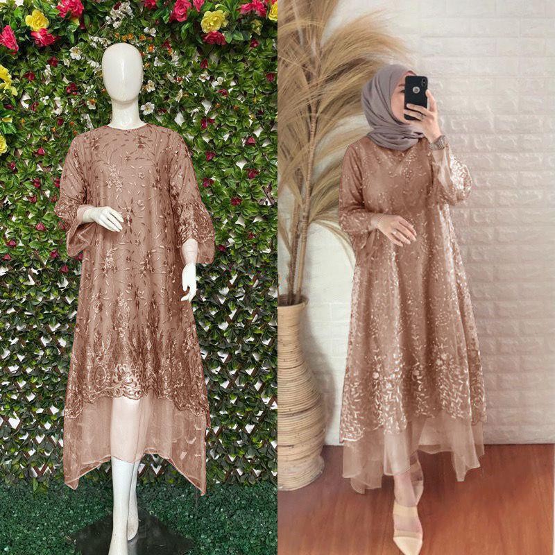baju tunik muslim wanita panjang dibawah lutut tergantung tinggi bahan premium dan adem banget tunik