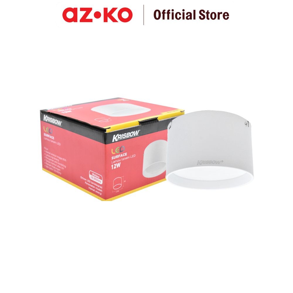 AZKO Krisbow Lampu Downlight Led 12 watt 3000k - Warm White Lampu Sorot Ceiling Light Peralatan Elek