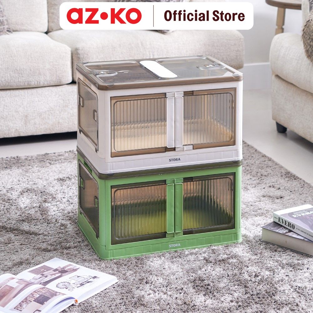 AZKO Stora 51.5X36X30 cm Kotak Penyimpanan Lipat 5 Way Opened Wadah Kotak Simpan Serbaguna Foldable 