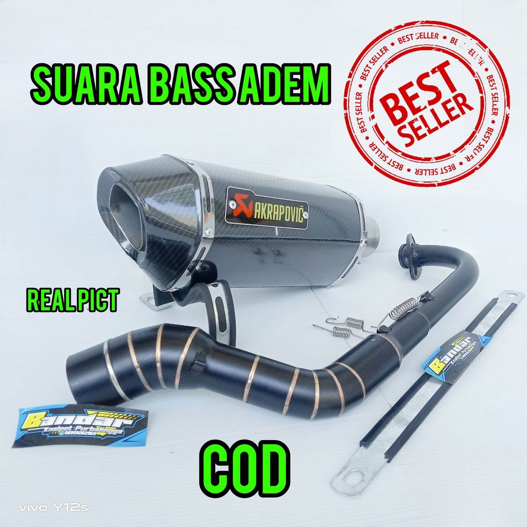 Knalpot Racing Akrapovic Suara Bass Adem Full System Stainless Tebal Berkualitas Tinggi untuk Motor 