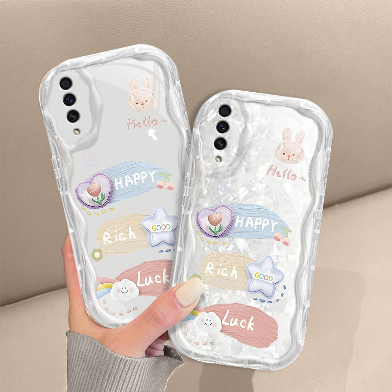 Casing hp SamsungA50/A50S/A30S Semoga Keberuntungan Kelinci Kartun Gelombang Transparan Soft Shell P