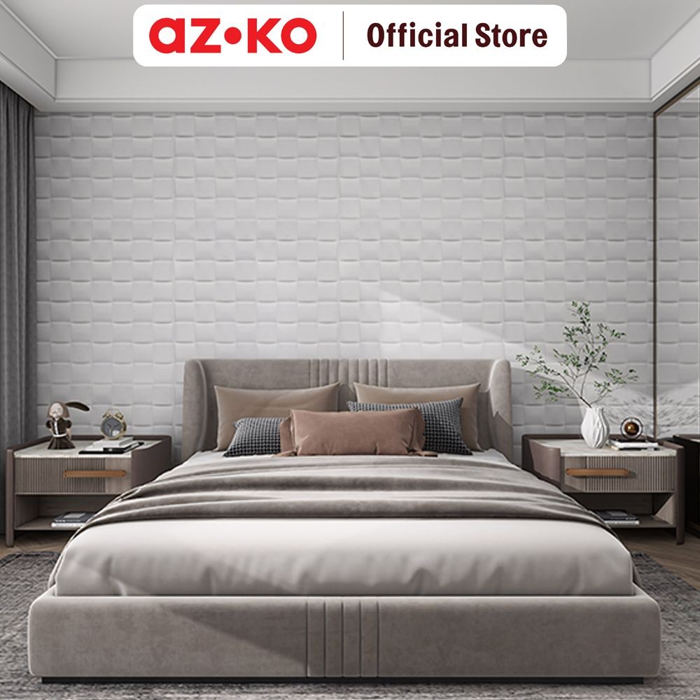 AZKO Forhom 70x70x0.5 cm Wallpaper 3d Foam Square - Putih Wall Decoration Wallpaper Tembok Dekorasi 