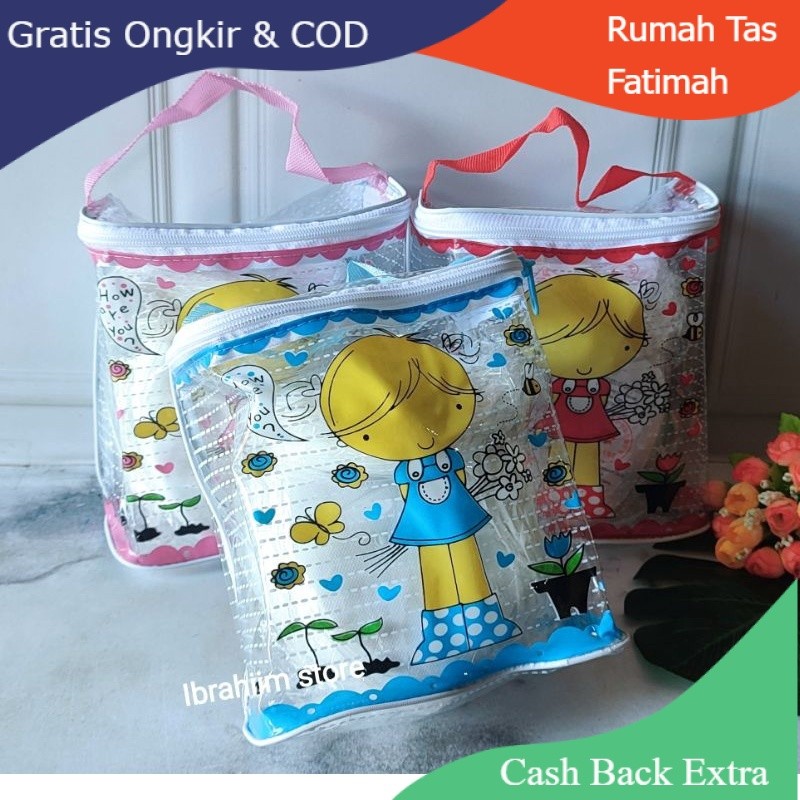 Promo POUCH MIKA TENTENG TABUNG / BEAUTY POUCH KOSMETIK BAHAN MIKA TRANSPARAN BESAR DAN TEBAL MURAH 