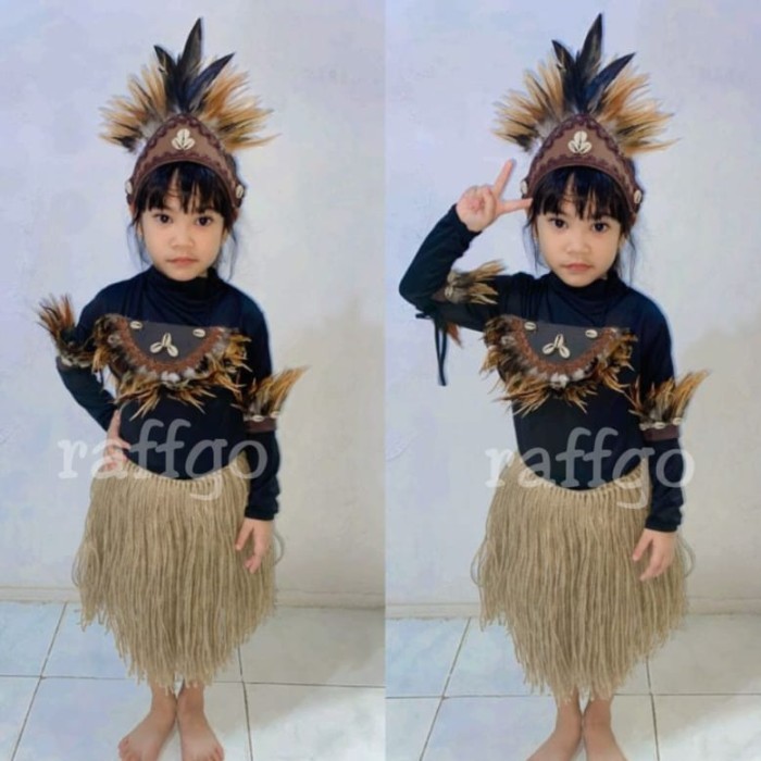 ✨NEW✨ -topi adat papua / topi bulu ayam papua/ topi tari anak - kalung- 1.2.23