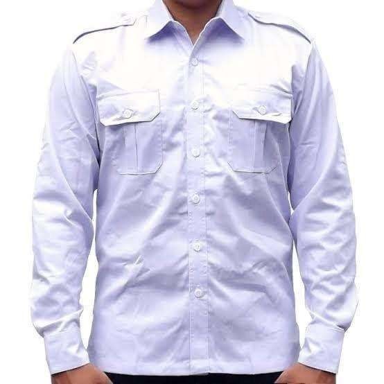 Kemeja Lengan panjang  pria PNS putih Pendek Pangkat Dinas Dua kantong