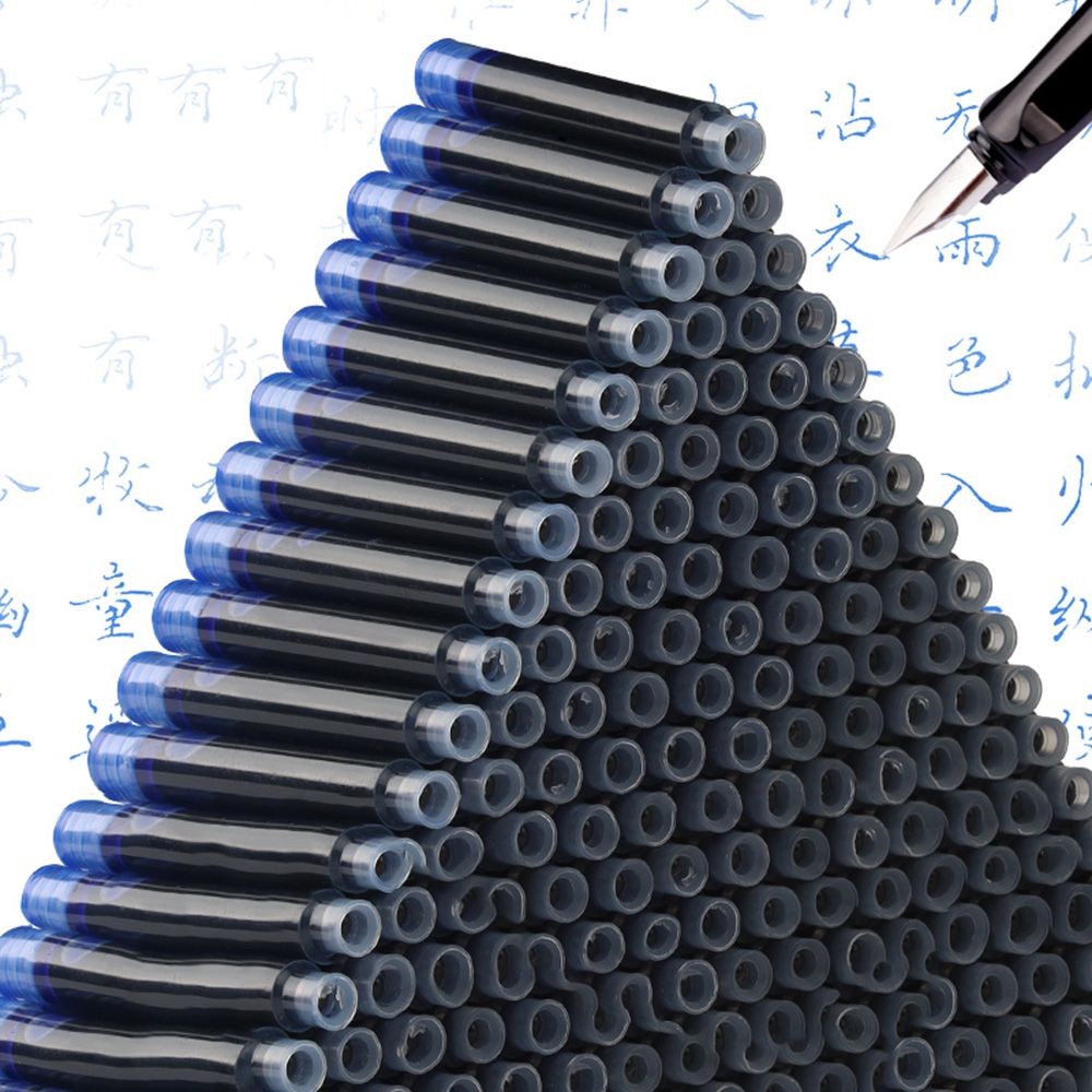 

50PCS Blue Black Refill Ink Fountain Replaceable Pen Ink Bag Universal Type 2.6/3.4mm Caliber Ink Bag Student Office Supplies