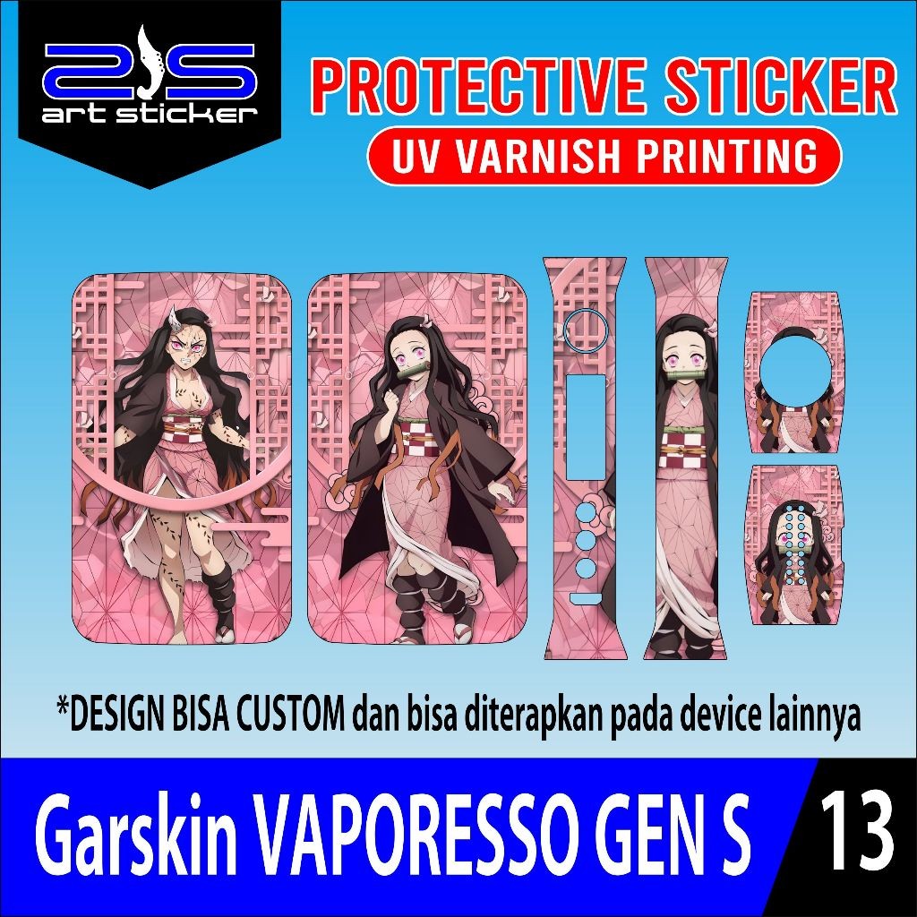 

StikerGenS UV Varnish Printing Nezuko garskin premium