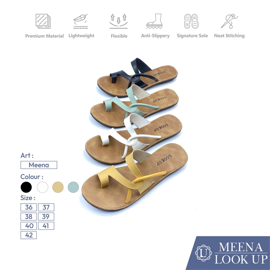 MEENA Lookupshoes Sandal Wanita Kokop Slop Jepit Fluppy Empuk Kekinian Teplek Anti Licin