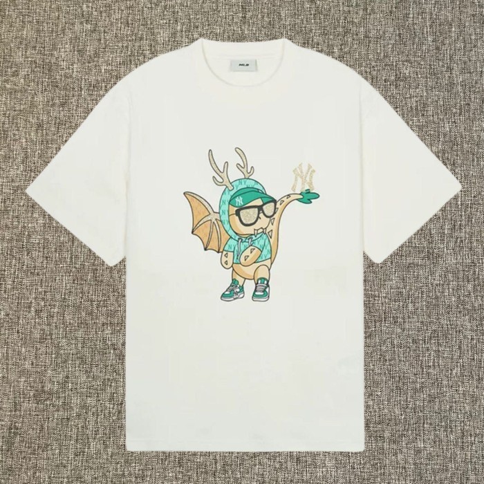 BAJU KAOS ATASAN PRIA WANITA MLB Korea NY Dragon Tee Cream premium tshirt