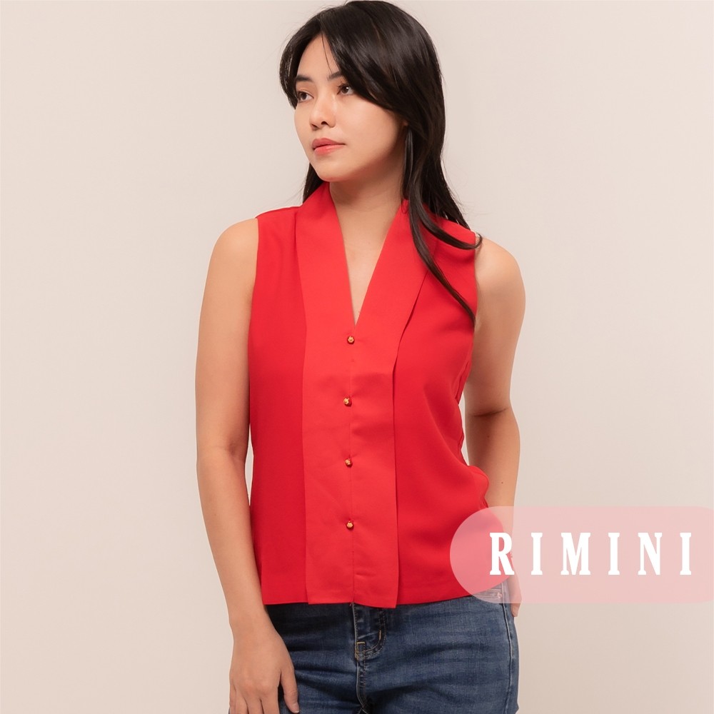 [SALE JUMBO] RIMINI - Atasan Cewek Blouse V-Neck Cheongsam XS-XL- Linglui Top 85885
