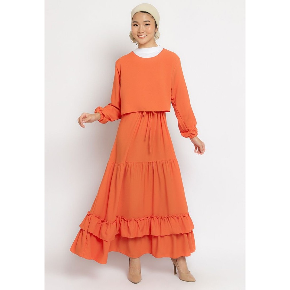 Gamis Wanita Keren Murah Bahan Bagus /Puricia Gamis Wanita Githa - XL, Orange