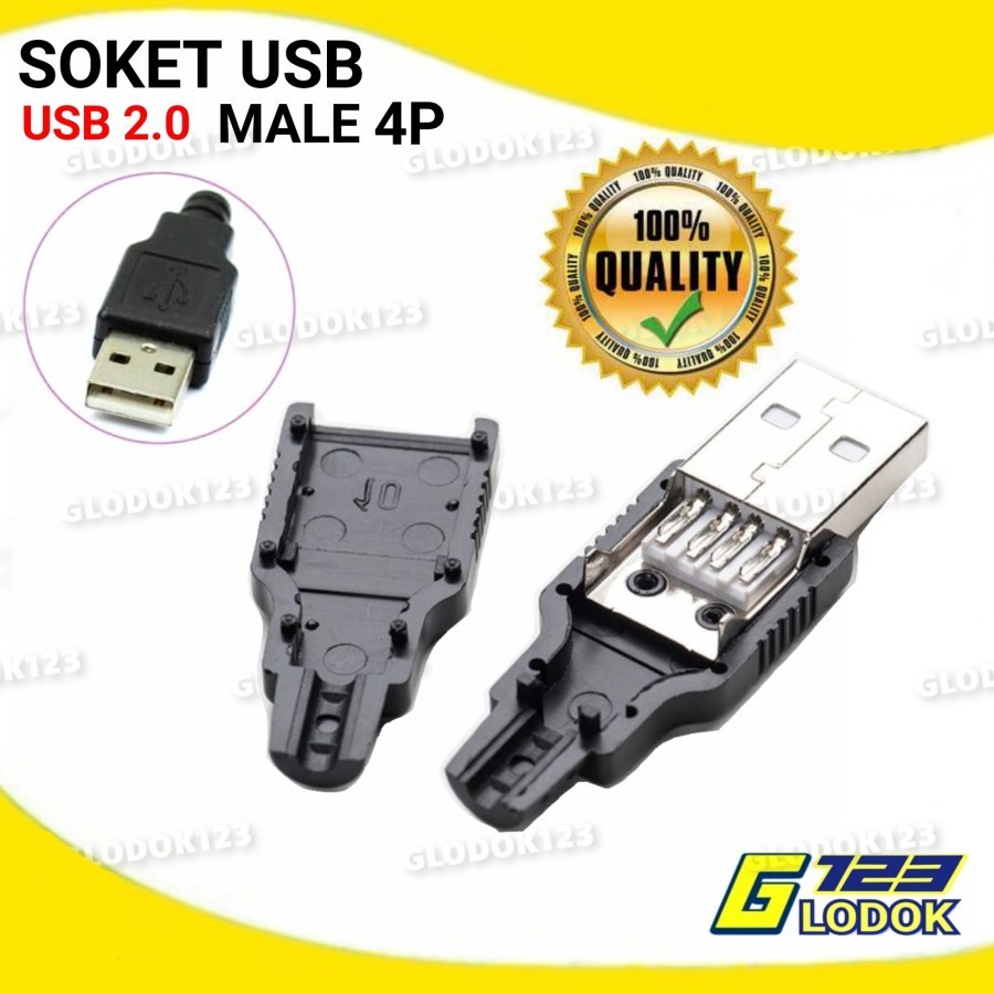 Soket USB Kosong Tipe Jantan Male / cok Konektor 4 Titik Solder - 10pc