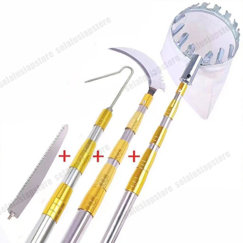 ID 6 METER ALAT PETIK BUAH TONGKAT PEMETIK BUAH TELESKOPIK TIANG TELESKOPIC JARING CELUP PEMETIK