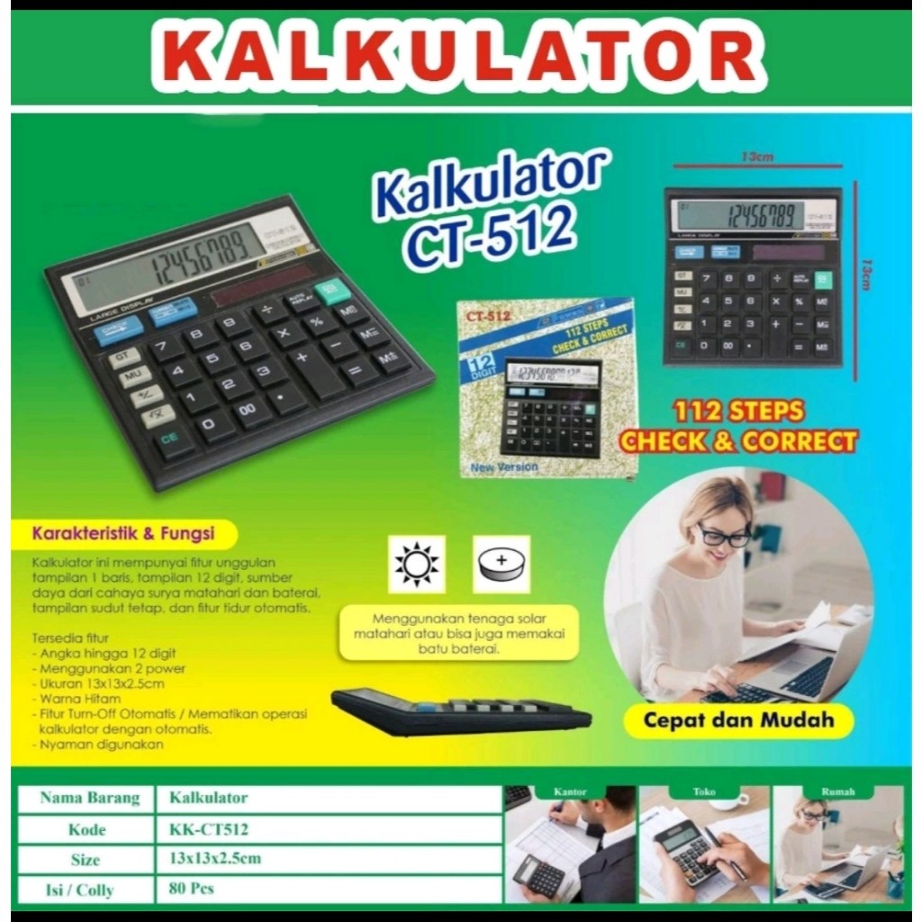 

Kalkulator Calculator Model Citizen CT512 CT 512 12 Digit Mesin Hitung AEON