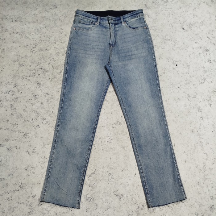 Celana panjang jeans denim SPAO 1980 pinggang karet bahan strecth