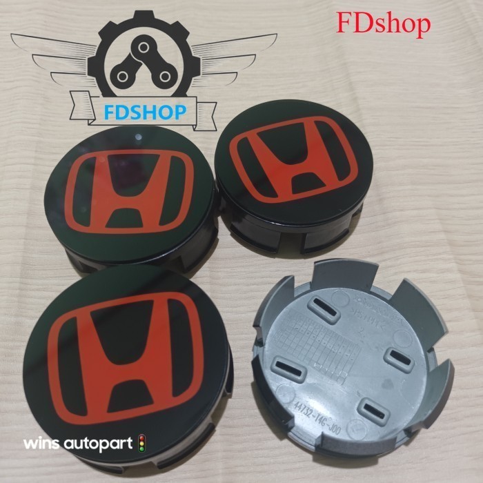 dop roda tutup as roda velg racing honda jazz brio mobilio - crom - crom - Merah