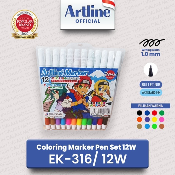 

Spidol Mewarnai Artline Marker SET 12 Colours EK-316/ 12 warna