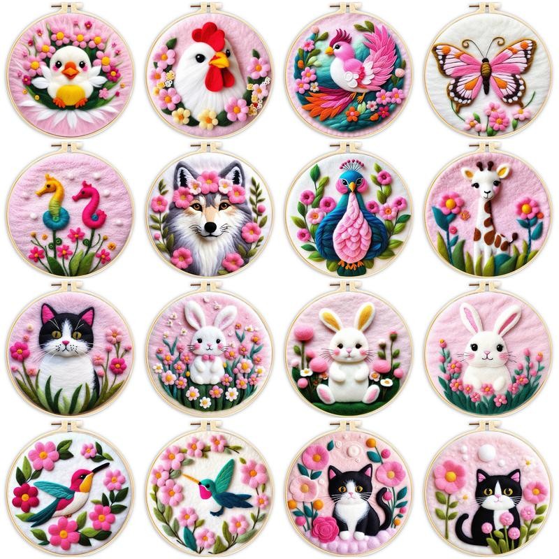 

SDOYUNO Complete Needle Felting Starter Tools With Storage Box Animal Pink Felt Tool Instruction Included Diy Embroidery Frame
