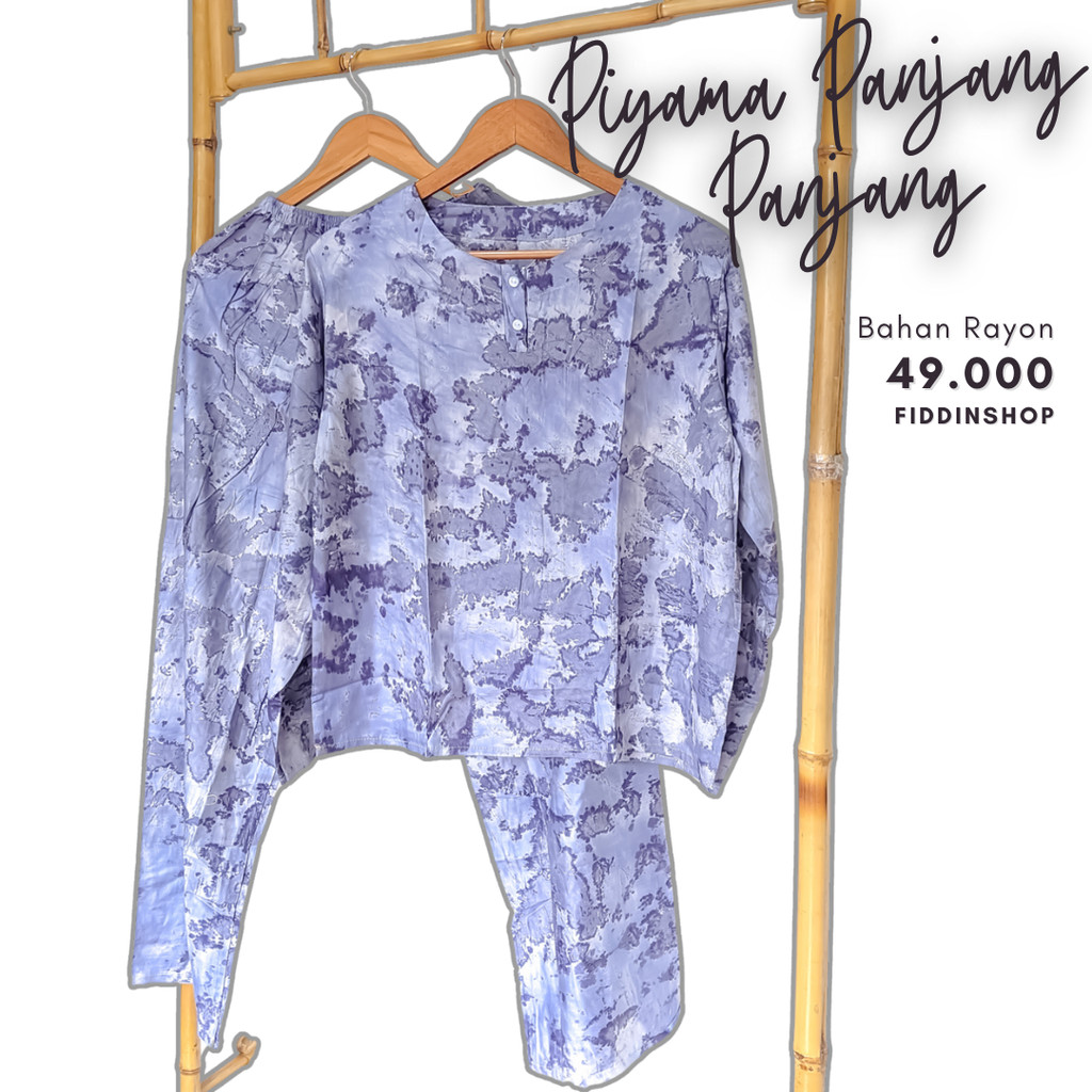 Piyama Tidur Wanita Lengan Panjang Rayon Lucu One Set Piyama Setelan Rayon Pajamas Baju Tidur Setcel