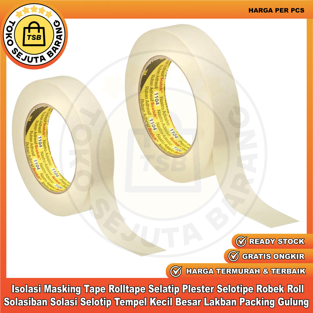 

Isolasi Masking Tape Rolltape Selatip Plester Selotipe Robek Solasiban Rol Solasi Selotip Tempel Kecil Besar Lakban Packing Gulung Solatip Ducttape Rekat Lengket Krep Perekat Plekat Roll Sedang Kertas Lem Lim XAGL Selasiban Double ATK Solatape