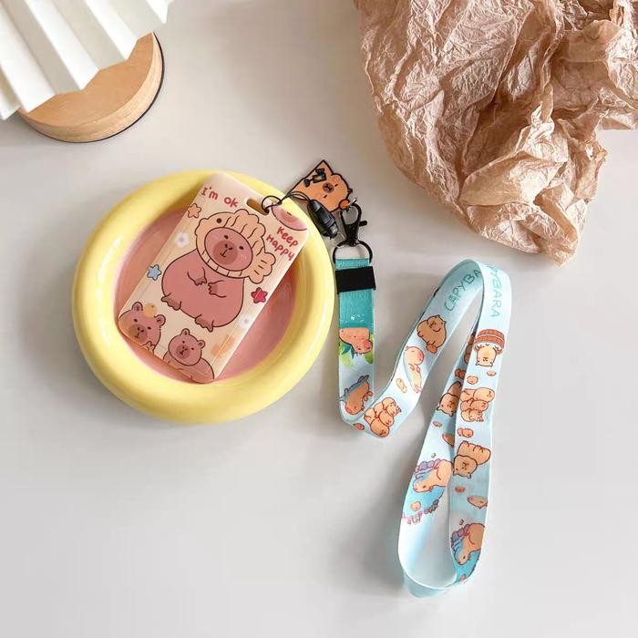 

READY Lanyard ID Card Holder Kalung Capybara Lucu / Cute Card Holder / Tempat Kartu - Taiyaki Card