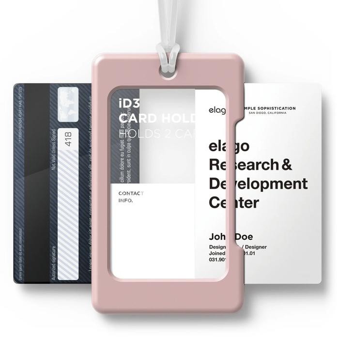 

ANDMA ID Card Holder Nametag Landyard Strap - ID3 Pink/White