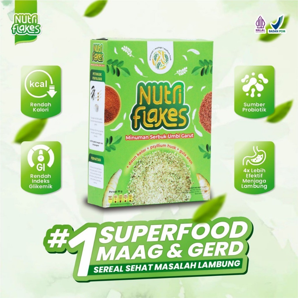 

Nutriflakes Original Sereal Umbi Garut Solusi Atasi Asam Lambung