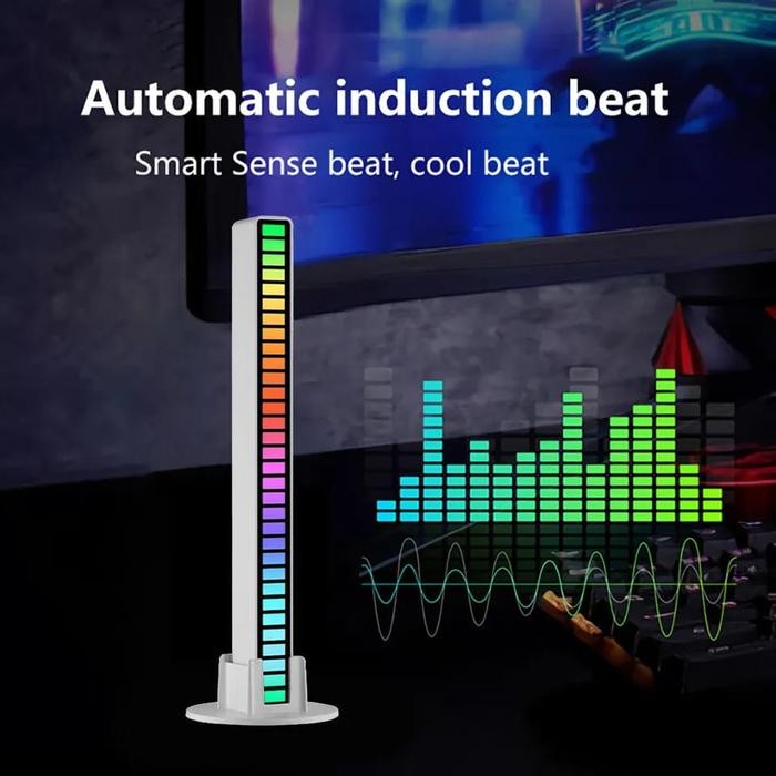 Led bar lampu equalizer audio spectrum sensor suara RGB music strip - SPECTRUM PUTIH