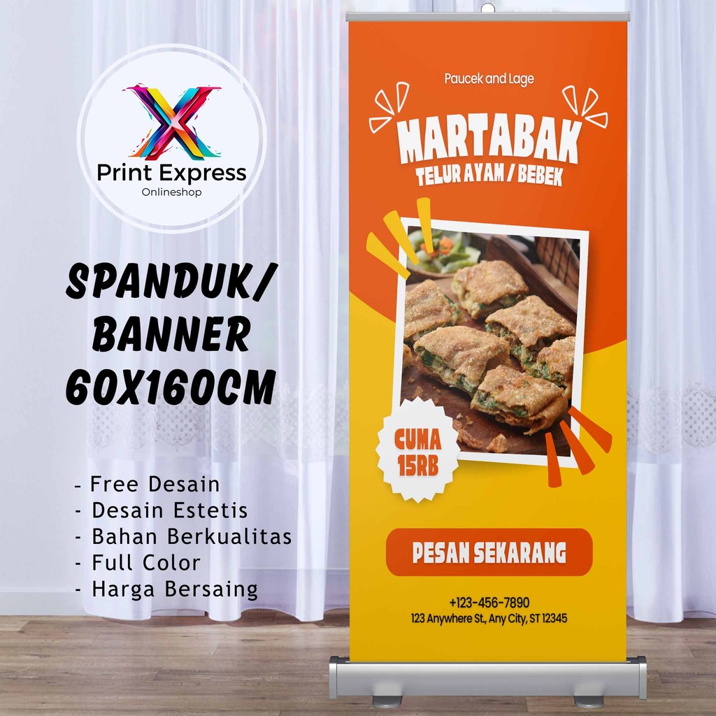 Cetak Spanduk Martabak Telur Ayam Bebek 60x160 Cm Bisa Rekues Free