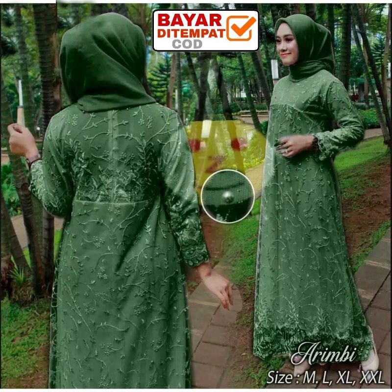 Gamis Pesta / Gamis Maxi Brokat / Gamis Tile / Gamis Jumbo / Maxi Dress / Baju Muslim Arimbi Seragam