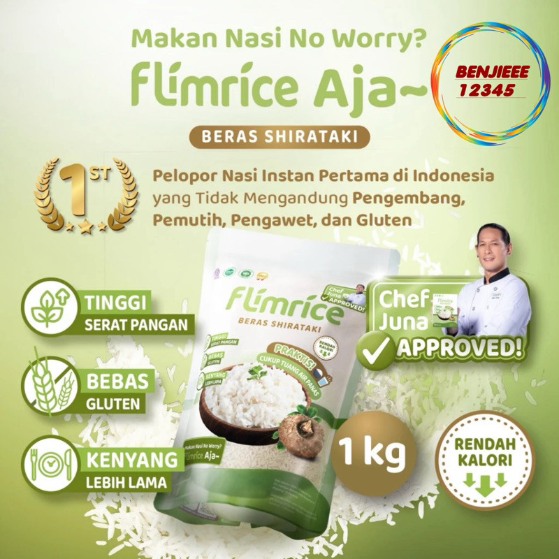 

(1 kg) Flimrice Nasi Shirataki Pouch 1 kg rice flimrice 1kg FLIMRICE nasi diet rendah kalori beras flimty Flim Rice