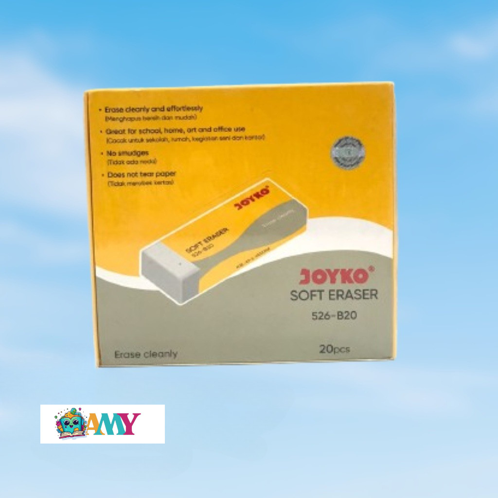 

(1PAK ISI 20PCS)JOYKO ERASER 526 B20 PUTIH AMY STASIONARY