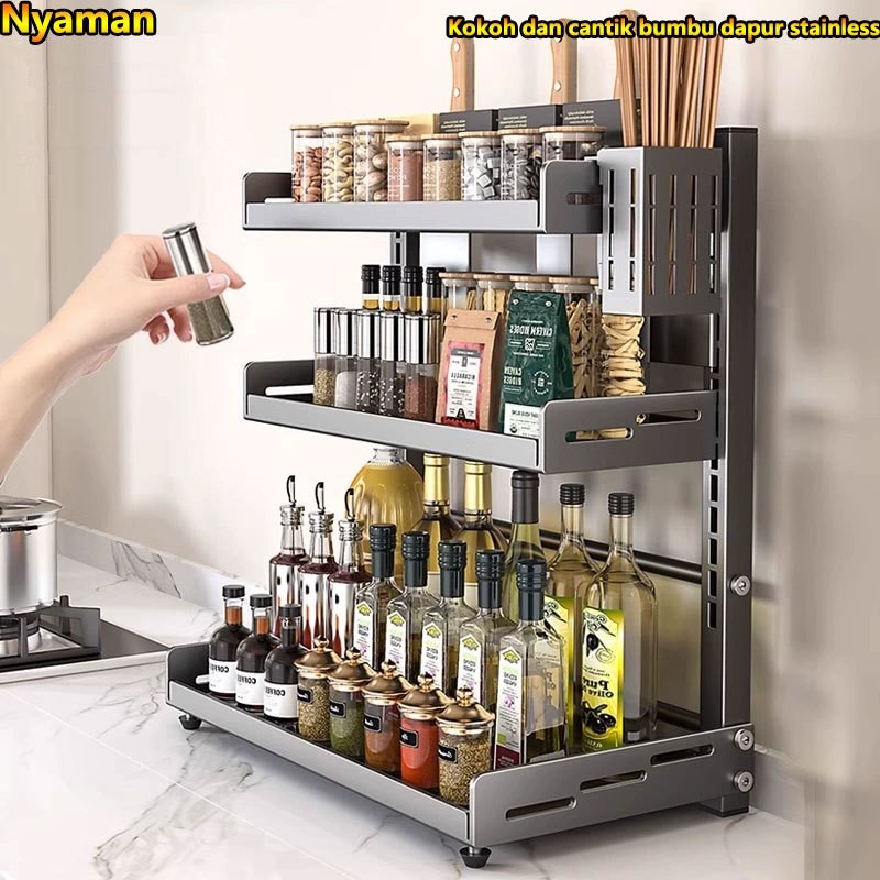 Rak Bumbu Dapur Rak Penyimpanan Dapur Rak Bumbu Rak Dapur 2 Susun 3 Tingkat Rak Botol Bumbu Dapur