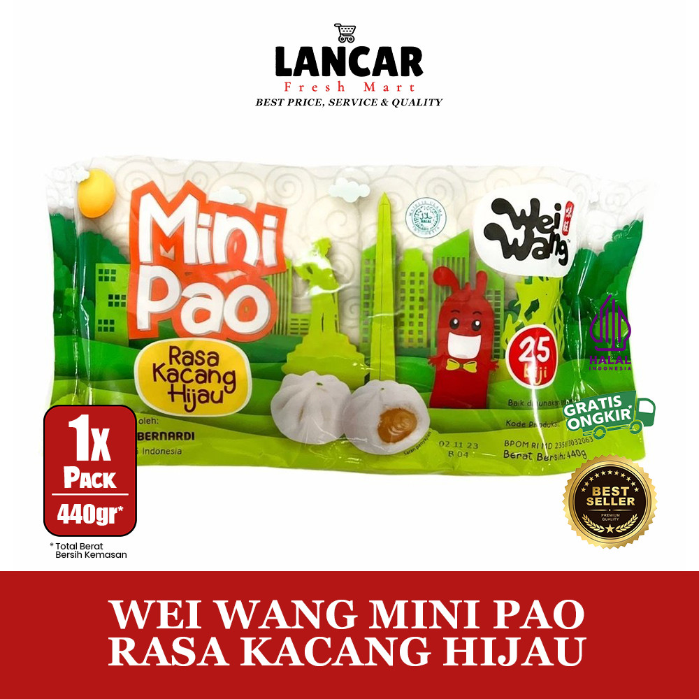 

WEI WANG MINI PAO RASA KACANG HIJAU ISI 25PCS