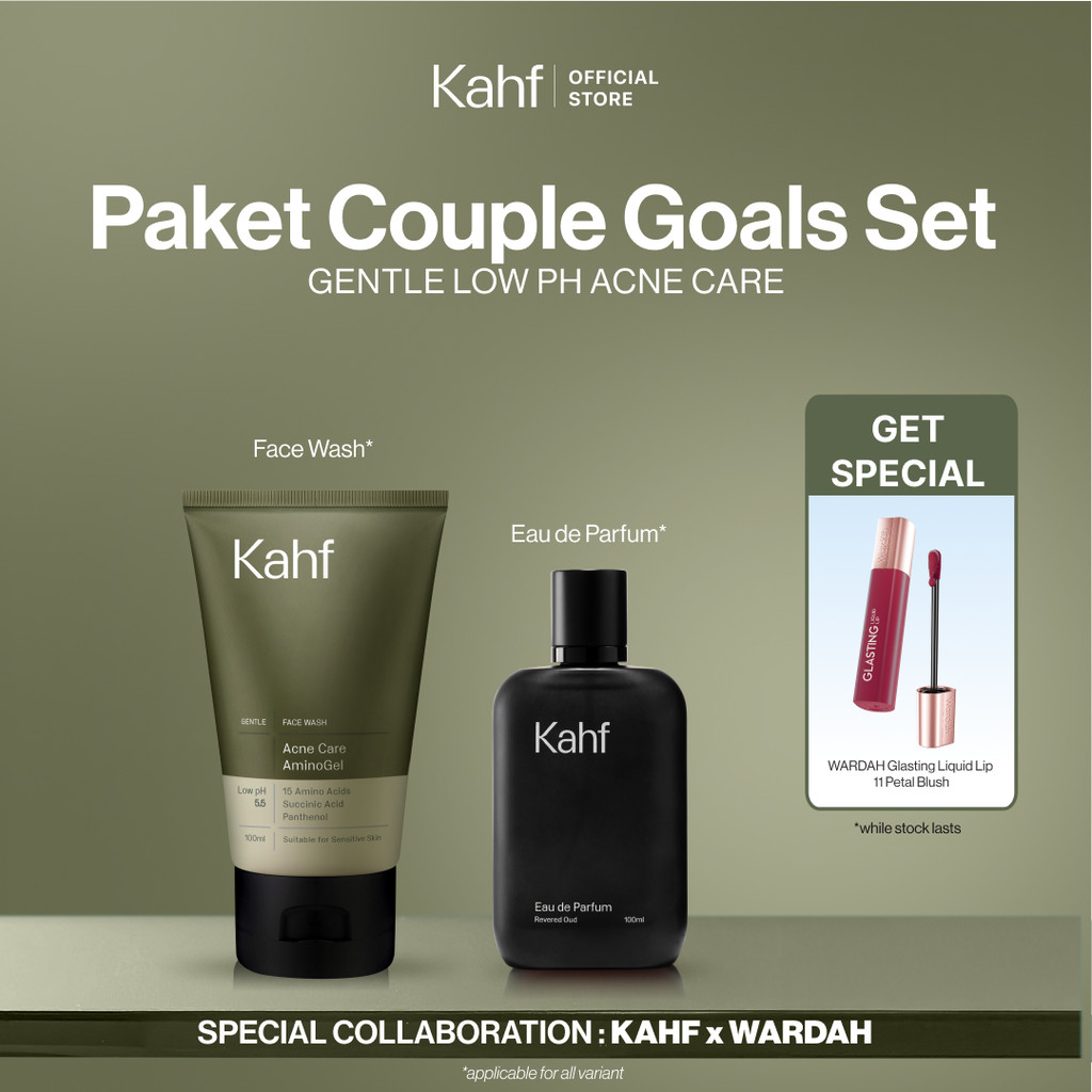 [KAHF X WARDAH - Paket Couple Goals Set] Kahf Amino Gel Face Wash + Eau de Parfum GET Glasting Liqui