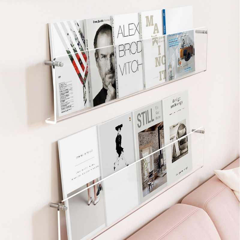 

1Pc Transparent Acrylic Wall Mounted Figures Display Storage Rack Newspaper Magazine Comic Book Storage Display Rack Wall shelf