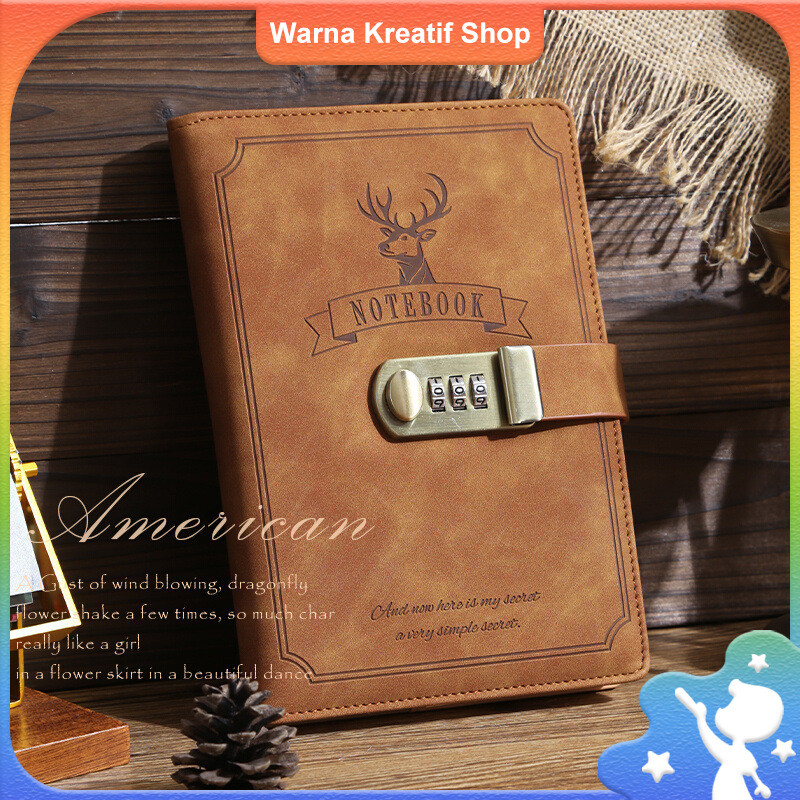 

Notebook A5 Retro dengan Gembok Sandi Buku Catatan Tebal untuk Pelajar Kantor Desain Kreatif