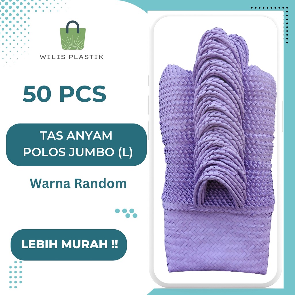 

PAKET 50 Pcs POLOS Tas Anyam Size Jumbo (L)