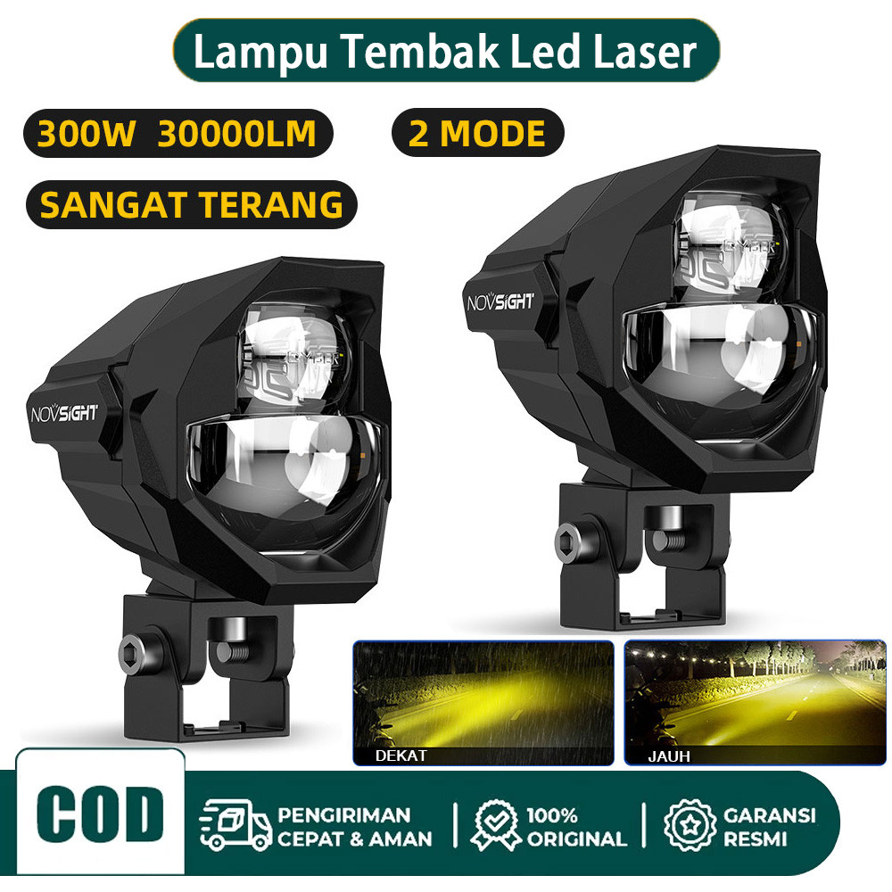 Lampu Tembak Motor Led Laser 300W 30000LM Aluminium Kotak 2 Warna Kuning Putih