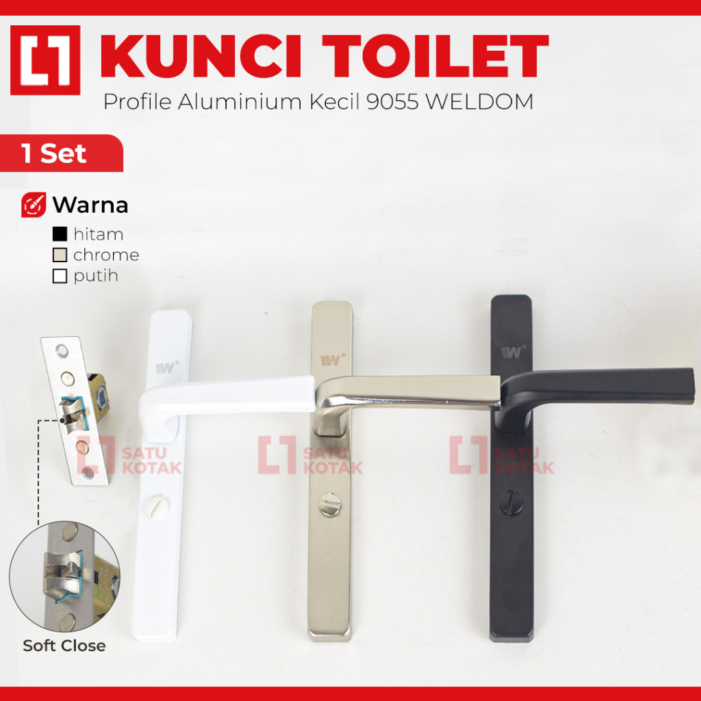 WELDOM Handle Kunci Pintu Aluminium Kecil 9055 Kamar Mandi Toilet 090