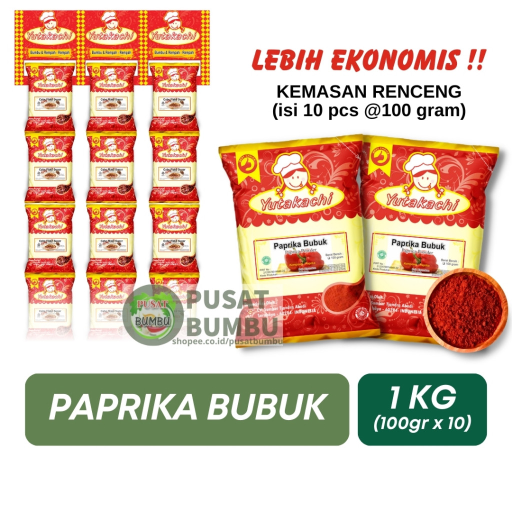 

[RENCENG] PAPRIKA BUBUK RENCENGAN ISI 10 PCS ukuran 100gr / Pusat Bumbu Yutakachi