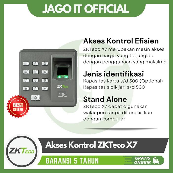 

ZKTECO X7 Akses Kontrol Pintu Sidik Jari & Kartu RFID Access Control - X7 ONLY