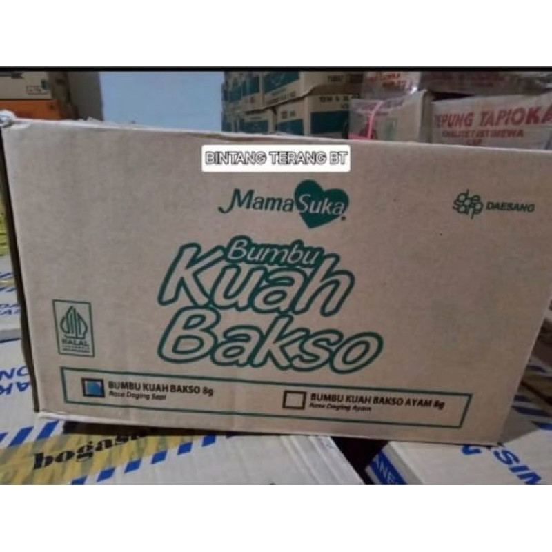 

Mamasuka Bumbu Kuah Bakso Baso 8g Rasa Daging Sapi isi 6 pak x 10 x 12 x 8 gr gram per 1 dus dos karton