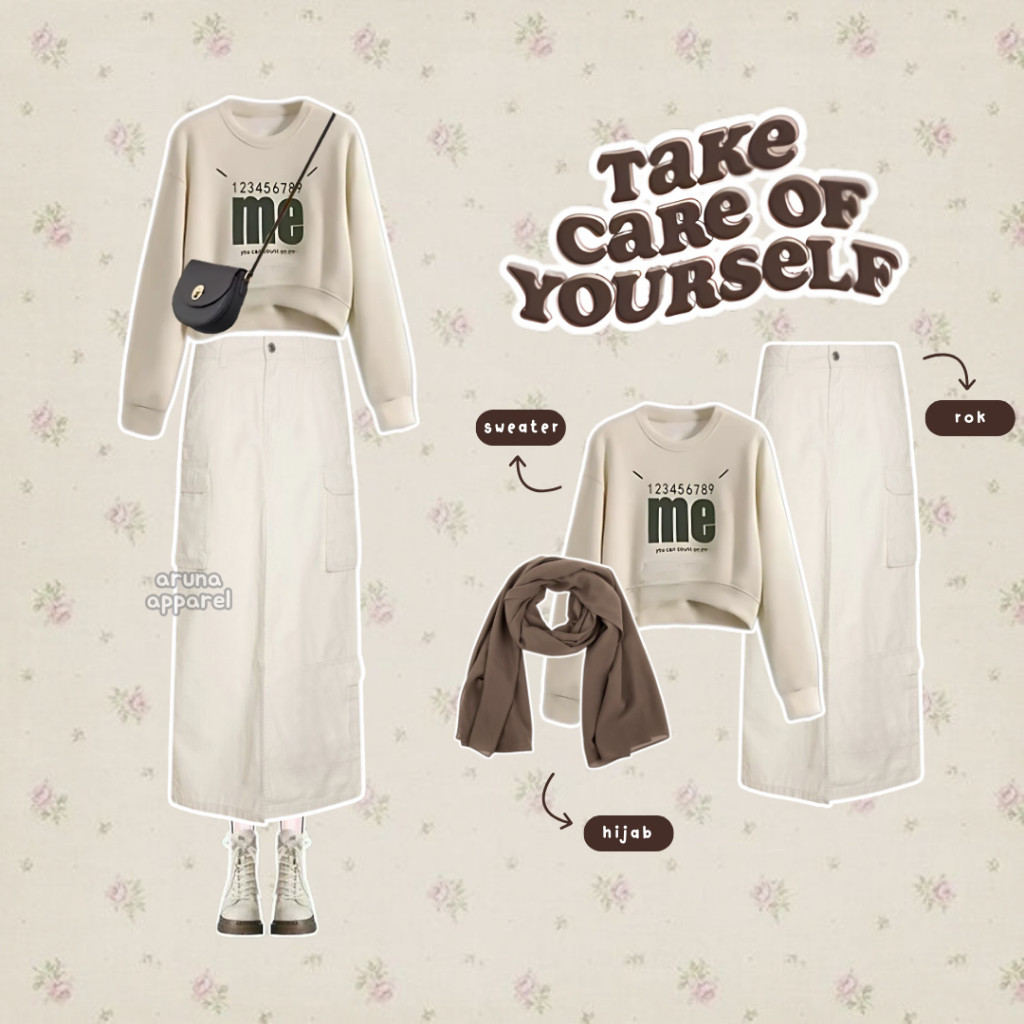 Set AA319 One Set Wanita Korean Style OOTD Hijab Casual Outfit Pinteres One Set Remaja OOTD Kekinian