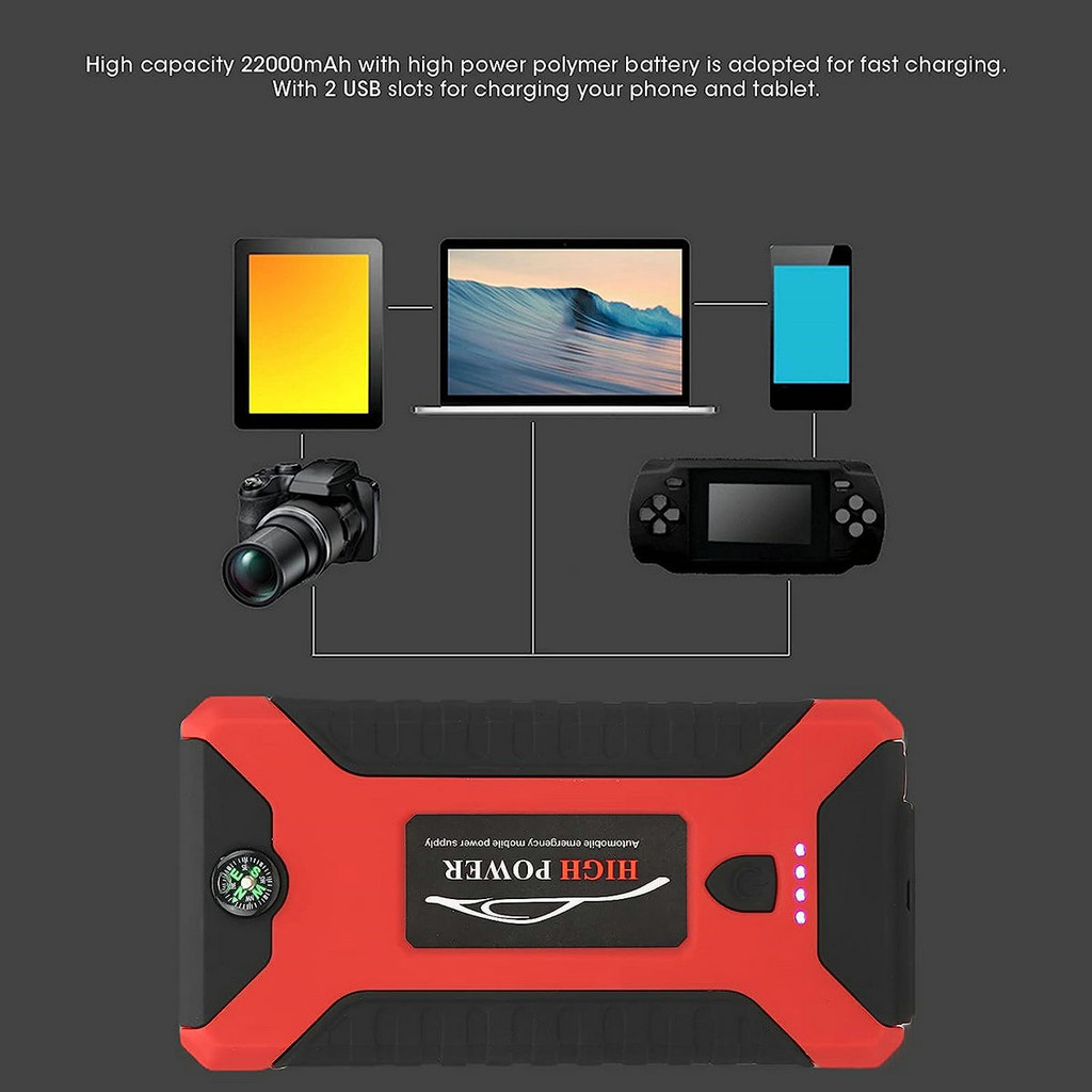 Portable Jumper Aki Mobil dan Pompa Ban Power Bank Charger Aki Mobil High Power