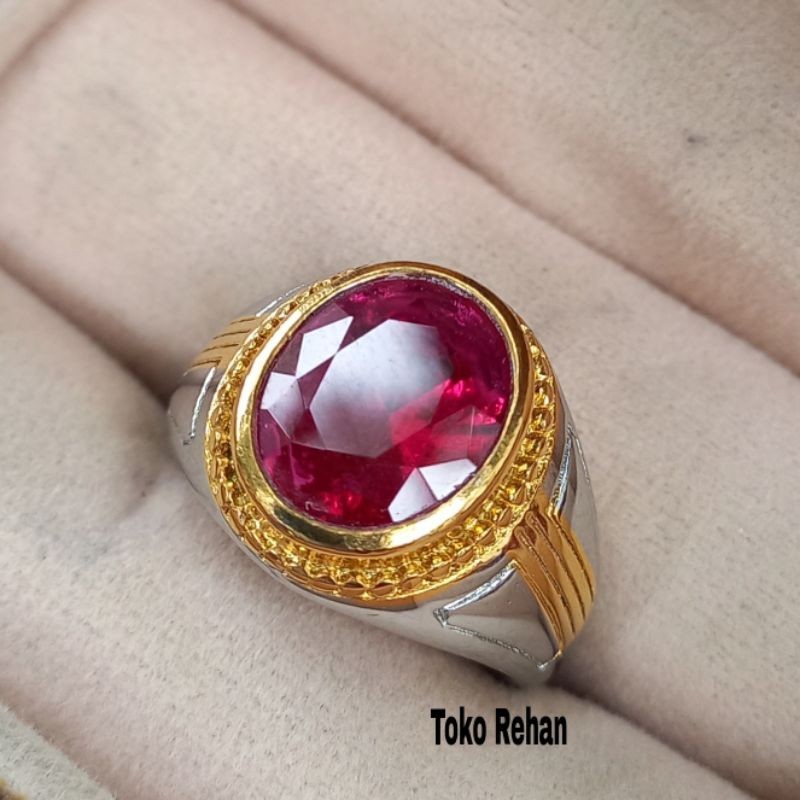 Cincin Batu Merah Siam Cutting Keren