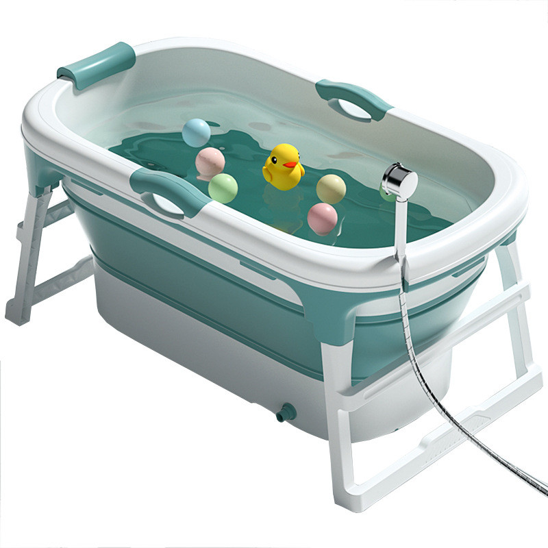 Adult Folding Plastic Bathtub  Portable Bathing Barrel Spa Bathtub