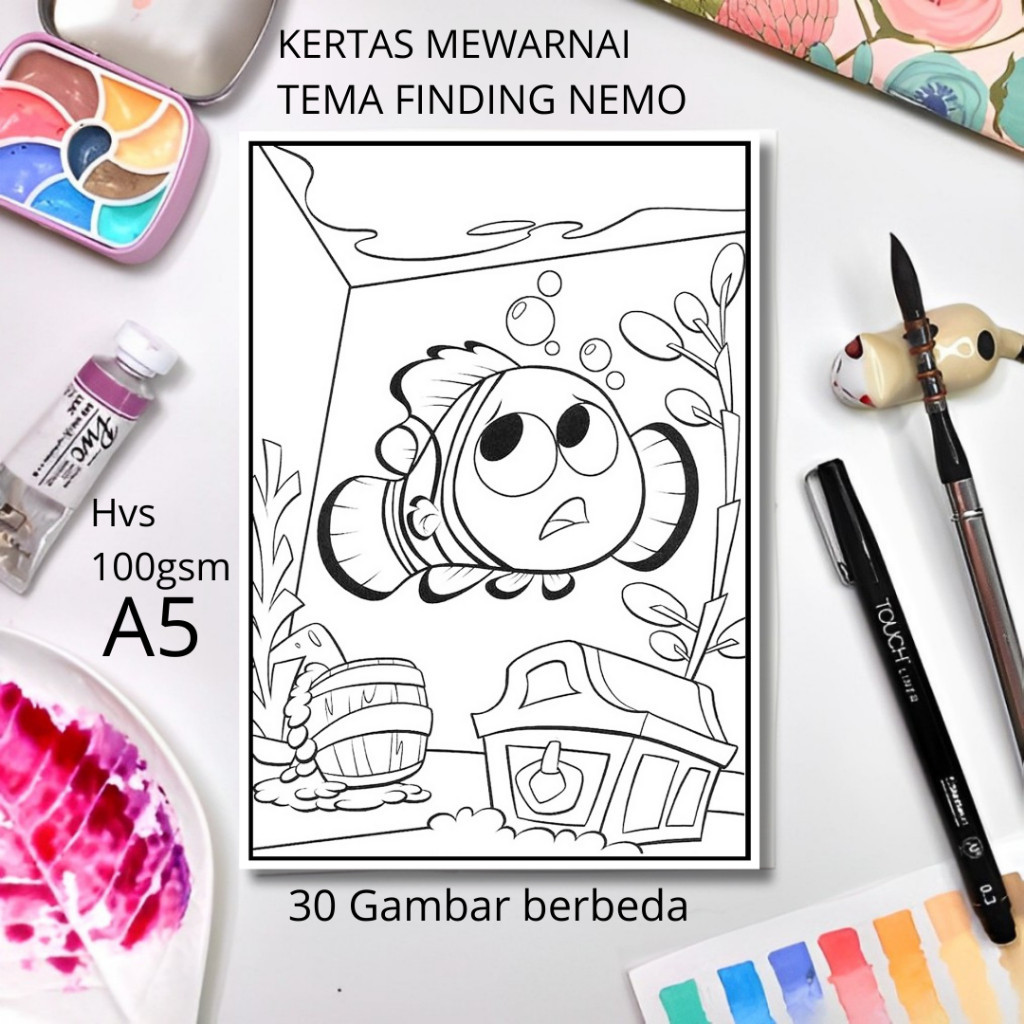 

30 Gambar Kertas mewarnai anak / Coloring / Sketa Tema Finding nemoclaraa aurel