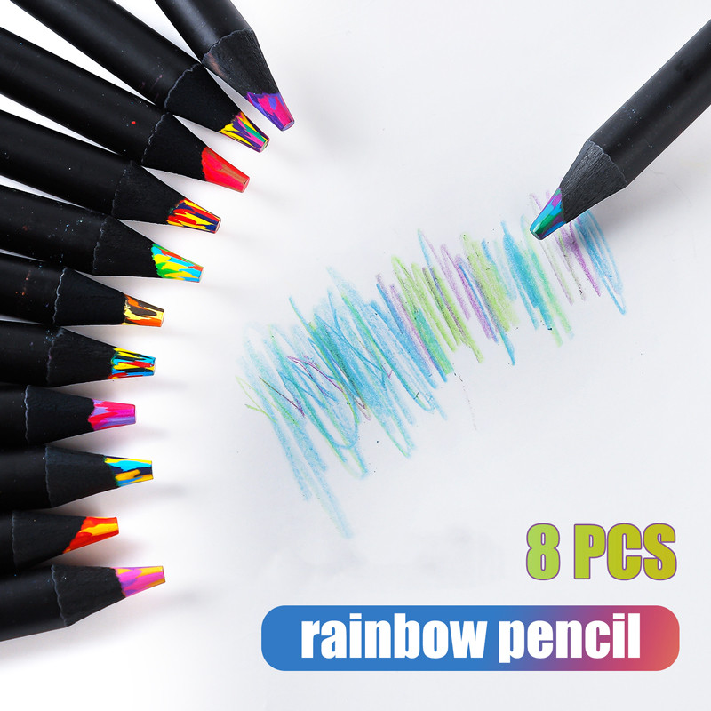 

8pcs Crayon Color Pencil Set Rainbow Pencils for Kids Gifts Wood Multi Colored Pencil for Drawing Pencil School Supplies